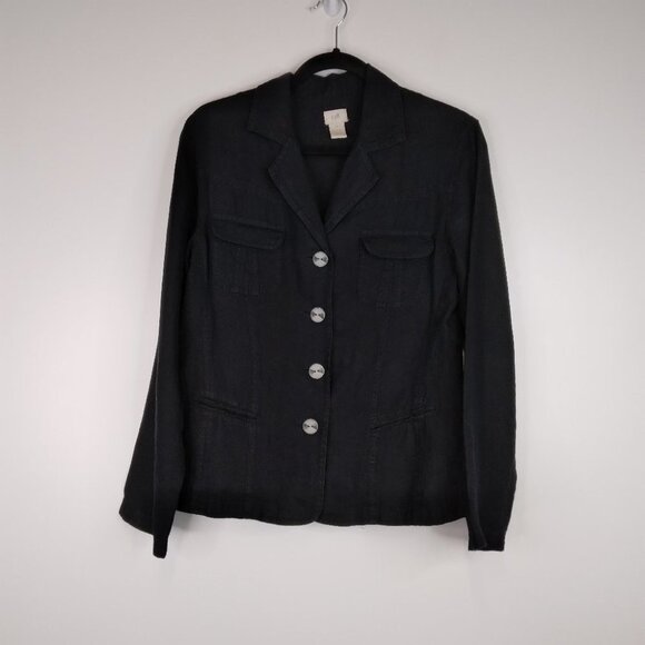 J. Jill 100% Linen Black Light Blazer Jacket Size S - Picture 4 of 12